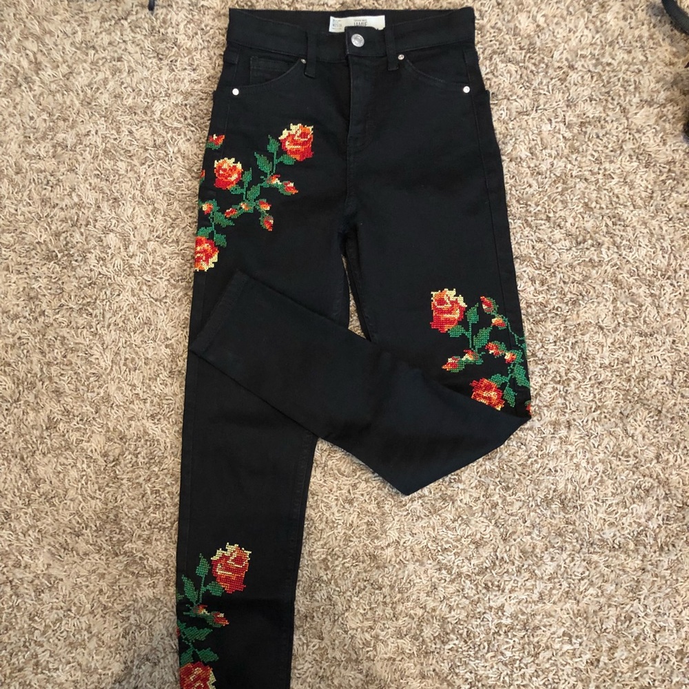 SOLD! Topshop embroidered jeans